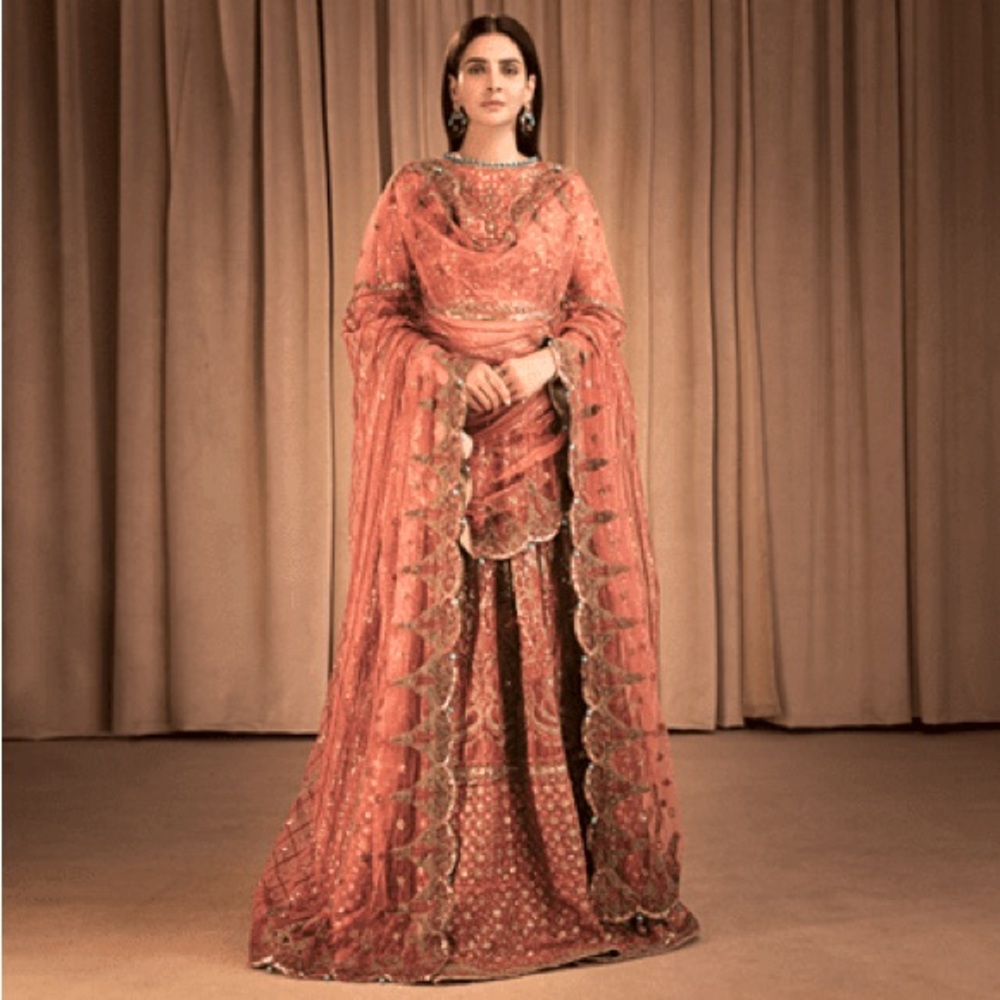 HSY Rehana collecetion, burnt orange, rust color lehnga.